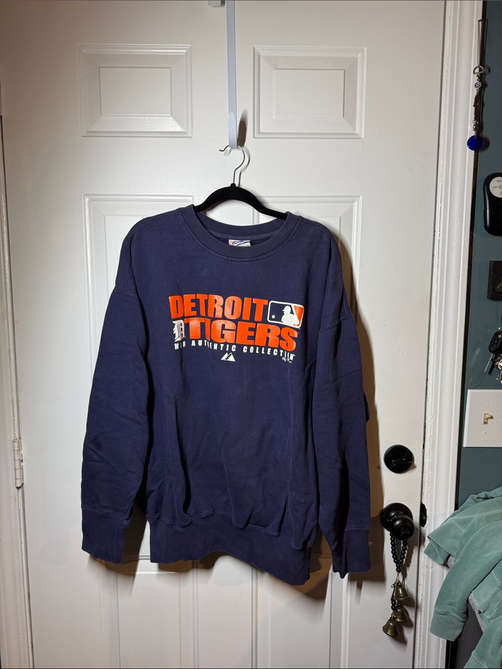 Majestic Detroit Tigers Navy and Orange Crewneck Sweatshirt